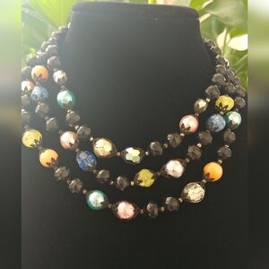 Vintage Deauville Triple Strand Beaded Necklace